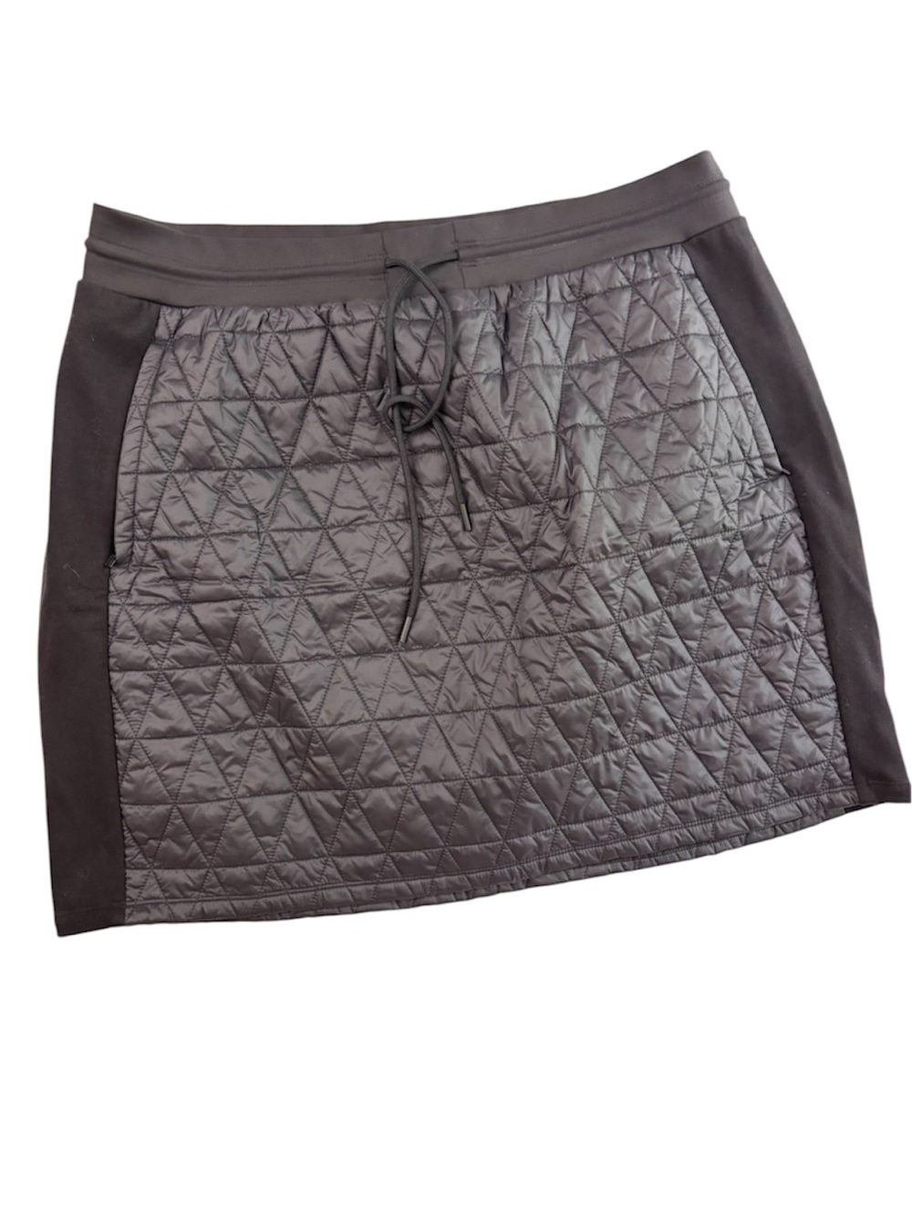 Athleta Solstice Quilt Insulate Black Winter Puffer Drawstring Mini Skirt (16/T)